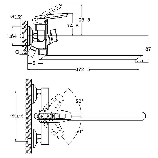 Змішувач для ванни Zegor NOF7-A033 одноважільний Хром 30412 - фото 3