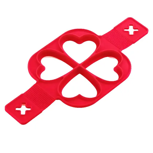 Набір з 3 силіконових форм для приготування оладок та яєчні у вигляді сердечок, квіточок та квадратиків, A-plus 86041 - фото 5