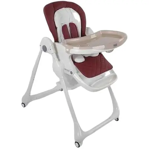 Стільчик для годування Toti W-22019 (1) червоний, м'який PU, м'який вкладиш, 4 колеса, знімний столик, в коробці