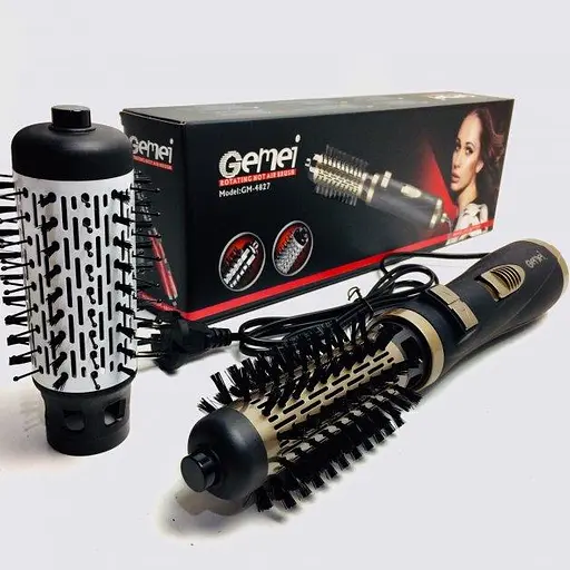 Фен браш стайлер Gemei Gm-4827 з насадками, що обертаються, щітка для вирівнювання та завивки волосся гребінець - фото 5