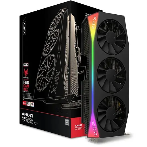 Видеокарта XFX AMD Radeon RX 9070 XT 16GB Mercury OC Gaming Edition with RGB (RX-97TRGBBB9) (GDDR6, 256 bit, PCI-E v5.0 x16) - фото 4