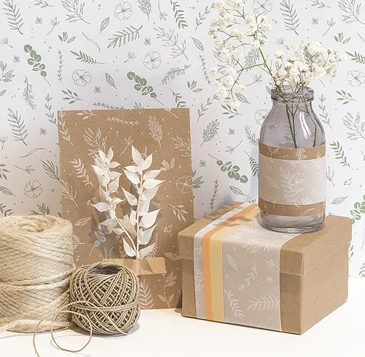 Бумага с рисунком "Листки", 21*29,7см, Белая, 240г/м2, Heyda - фото 3