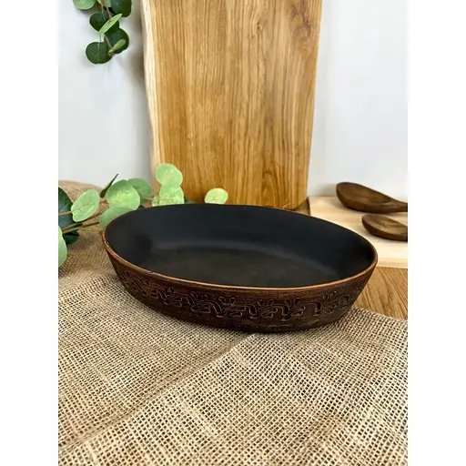 Блюдо під холодець керамічне (глиняне) різьблене Декор - фото 2