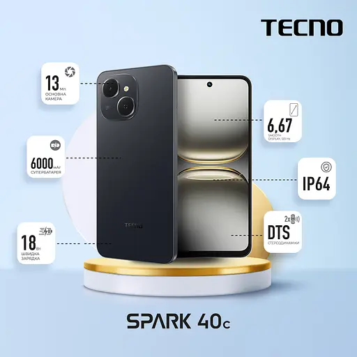 Смартфон Tecno Spark 40C KM4k 6.67" 4/128ГБ 2SIM 6000 мАxгод Ink Black - фото 3