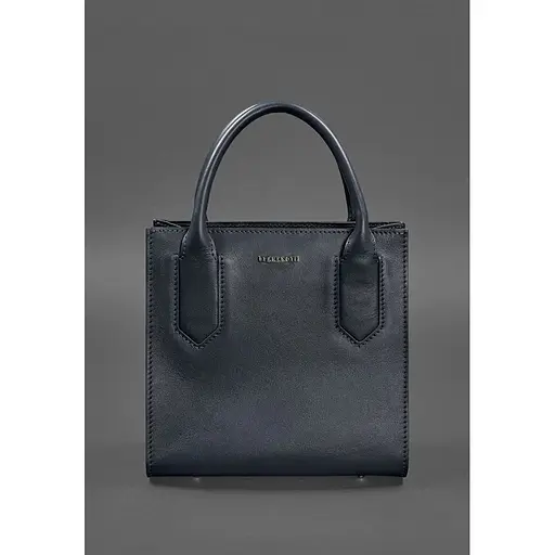 Шкіряна жіноча сумка-кроссбоді темно-синя - фото 1