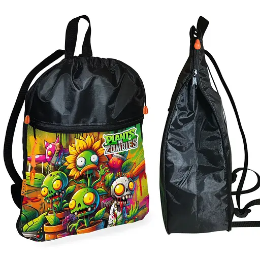 Рюкзак-мішок для взуття, спортивної форми Рослини Проти Зомбі дитяча сумка для змінки з розширювачем (01377)