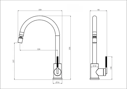 Смеситель для кухни из нержавеющей стали поворотный аэратор Nett ES-22 Нержавеющая сталь - фото 2