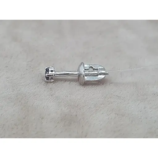 Серебряная моносерьга пуссета с фианитом. 3004.4С Фиолетовый - фото 3