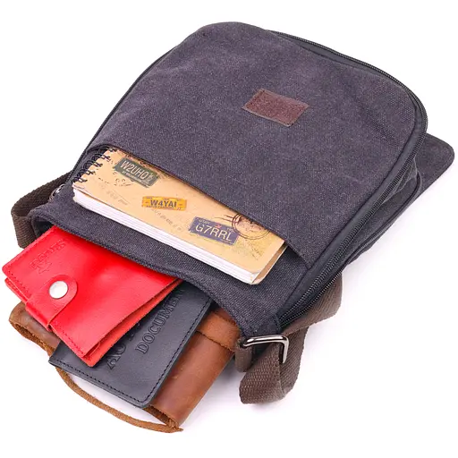 Вертикальна чоловіча сумка текстильна 19х14х2 см Vintage 19х24х2 см sum0021452 - фото 15