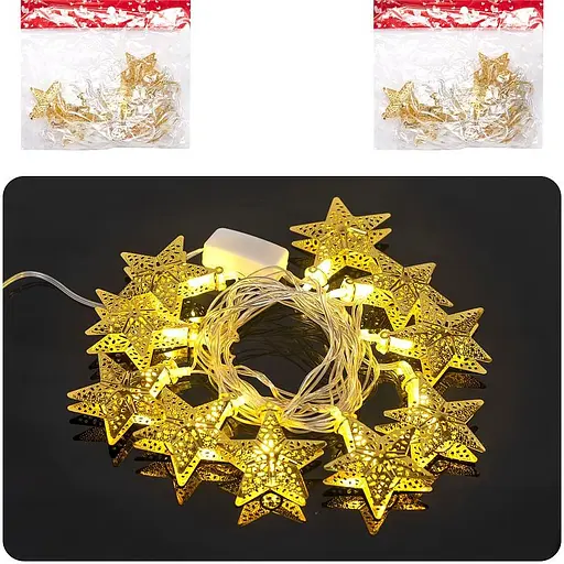 Гірлянда електрична LED "Золота Зірка" RJ-14 жовтий колір 10 лампочок 2 метри - фото 2