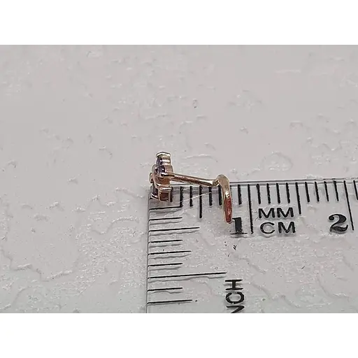 Золотая серьга-пирсинг в нос Dear с фианитами. 1041.14 Фиолетовый - фото 4