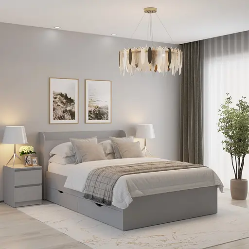 Кровать двуспальная MebelStar Адель с ящиками 140x200 см Серая мышка (MBS-4318)