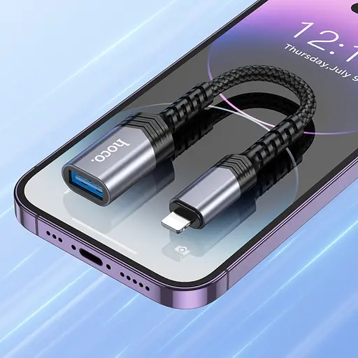 Мульти адаптер хаб Hoco UA24 Lightning to USB 2.0 сірий - фото 4