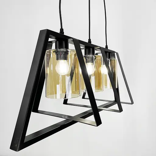 Люстра у трикутній формі корпусу чорного кольору із янтарними плафонами Line.F 11806/3 BK - фото 3