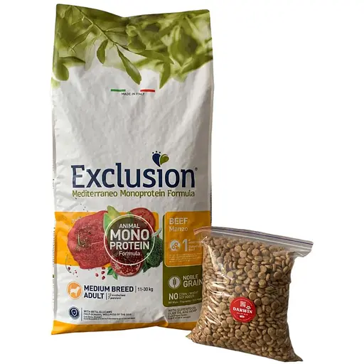 Корм Exclusion Adult Beef Medium Breed для дорослих собак середніх порід з яловичиною 1кг (на вагу) - фото 1