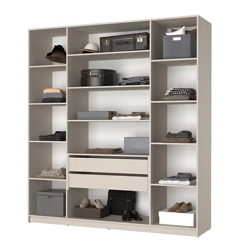 Шафа 4-дверна MebelStar Оскар ДСП BG, блок шухляд+полиці 200x52x220 см Бетон (MBS-4751) - фото 2