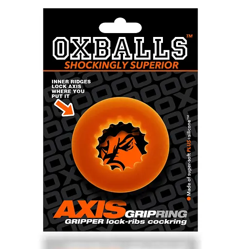 Эрекционное кольцо Oxballs Axis Rib Griphold 5 см (оранжевый) - фото 4