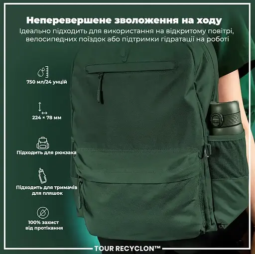 Пляшка для води ION8 750 мл (ЕКО пляшка) BPA Free Dark Green (I8RF750DGRE) - фото 5
