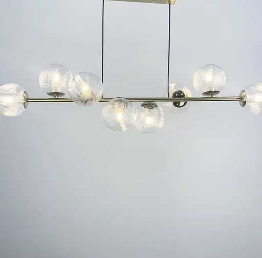 Видовжений світильник із 8 гранчастими плафонами, 130 см | Line F | Арт. Q08/8 AB - фото 5