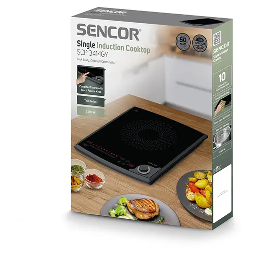 Плитка настільна Sencor індукційна, комф. - 1, 2кВт, кер - сенсорно-мех., чорний - фото 7