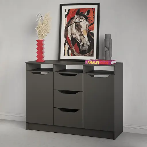 Комод в гостиную MebelStar 1200 Лилу 121x40x89 см Антрацит (MBS-1331)