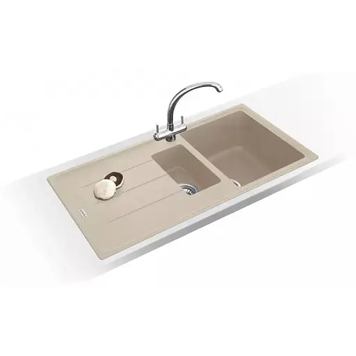 Кухонна мийка Franke Basis фраграніт, прямокут., з крилом, 970х500х200мм, чаша - 2, врізна, бежевий - фото 2