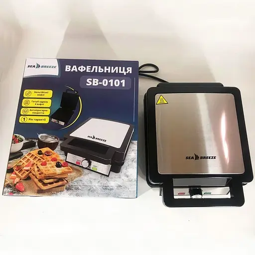 Електровафельниця SeaBreeze SB-0101 з антипригарним покриттям на 4 вафлі 1200 Вт Чорний - фото 5