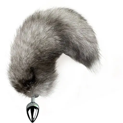 Металева анальна пробка Art of Sex з хвостом із натурального хутра Size M Artctic fox