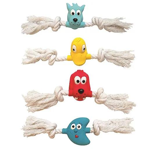 Іграшка для собак Tatrapet York латексні голови тварин на мотузці з пищалкою 20 см (різні фігурки) 