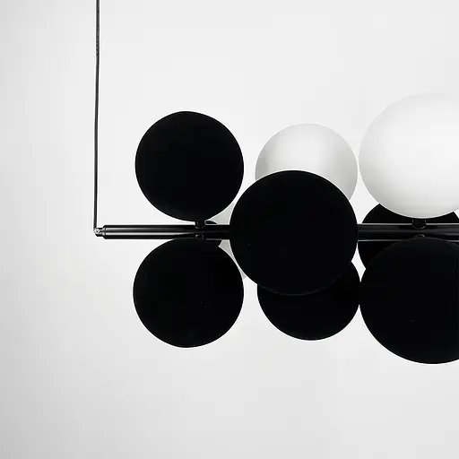 Видовжений чорний світильник на 4 білих та 8 чорних плафонів | Арт. 908/12 BK+BK+WT | Line F - фото 5