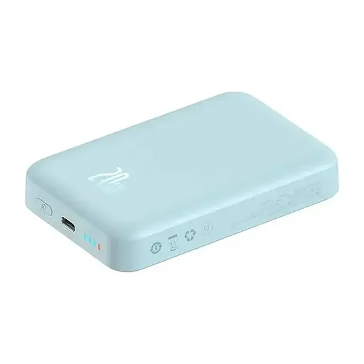 Магнітний портативний павербанк із бездротовою зарядкою Baseus Magnetic 20 W 10000 mAh для iPhone блакитний