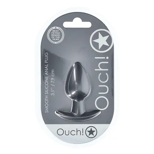 Анальна пробка Ouch! Smooth Anal Plug Metallic M 7.9 см (сірий) - фото 3
