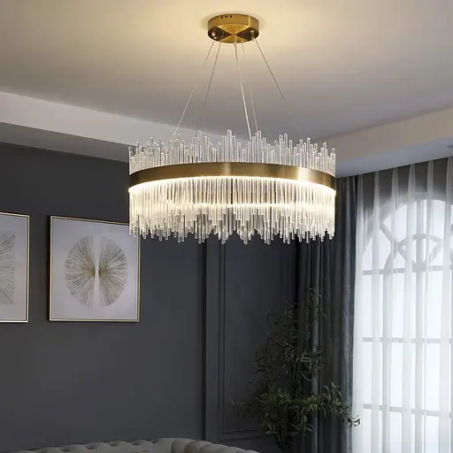 Подвесная LED люстра в изысканном латунном каркасе Ø 100 см Line F | Ст. J881-1000 AB - фото 7