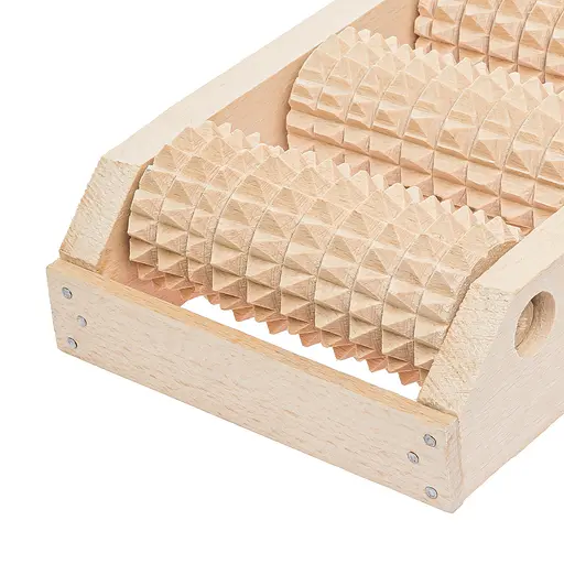 Масажер для ніг дерев'яний зубчастий на 5 роликів для однієї ноги 31х12.5х5 см, Woodly 84982 - фото 8