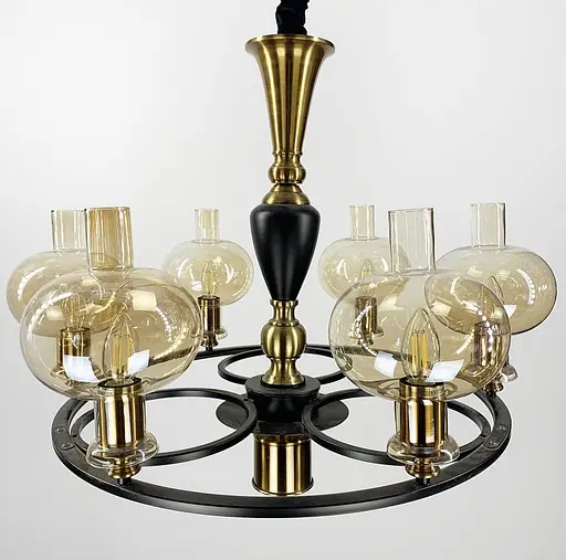 Класична підвісна люстра з 7 янтарними плафонами | Арт. ZL 1570/6 A | Line F - фото 3