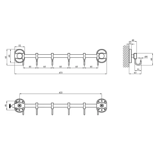 Крючок для ванной комнаты Kroner KRM Elbe - ACC2914-6 (CV022878) - фото 5