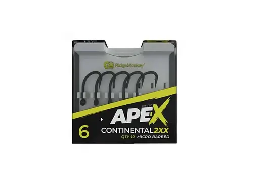 Крючок карповый RidgeMonkey Ape-X Continental 2XX с бородкой size 4, 10 шт. (1013-9168.01.74) - фото 2