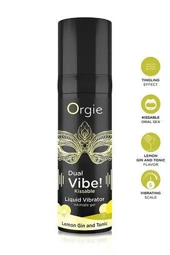 Жидкий вибратор Orgie Dual Vibe! Liquid Vibrator Lemon Gin and Tonic 15 мл - фото 2