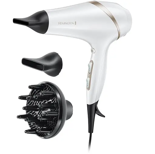 Фен Remington HydraLuxe, 2300 Вт, 3 режима, диффузор, ионизация, холодный обдув, белый - фото 3