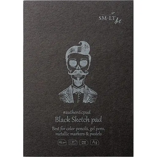 Блокнот-склейка для рисунку SM-LT Art Authentic А4 165г/м2 30л чорний папір - фото 1