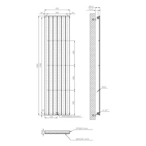 Вертикальний радіатор Navin Largo 452х1800-6, anticor, білий 10-012033-4880, Білий - фото 6