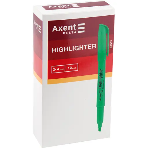 Набор маркеров Axent Highlighter D2503 клиновидный 2-4 мм 12 шт. желтый (D2503-08) - фото 2