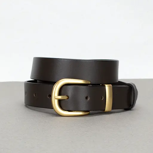 Ремінь шкіряний жіночий HC-3092 коричневий із золотою пряжкою (130 см) - фото 1