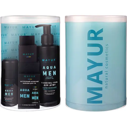 Чоловічий набір Mayur Aqua for men натуральний: шампунь, дезодорант, парфуми, бальзам