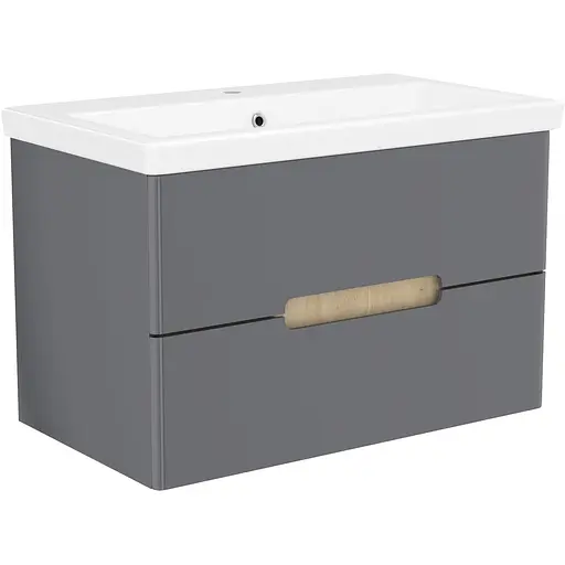 Тумба з умивальником Volle Solo 80 см Сірий 1910.308009 - фото 1