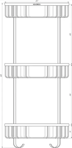 Полка угловая Globus Lux SS 8477, Хром матовый - фото 2