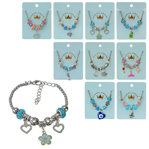 Набір дитячої біжутерії B4324, браслет із шармами типу пандора, Ціна за 1 набір, в пакеті (6923002043247) Микс - фото 1