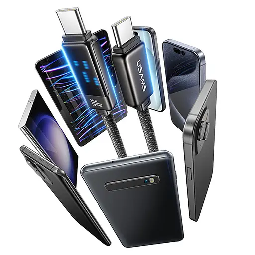 Дата кабель Usams US-SJ744 Meteor Ser. Type-C to Type-C 100W (1.2m) Tarnish - фото 4