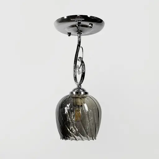 Серебряный светильник с цветочным узором на графитовом плафоне Ø20х32 см | Line F | Ст. 6368/1A CH+GR - фото 3