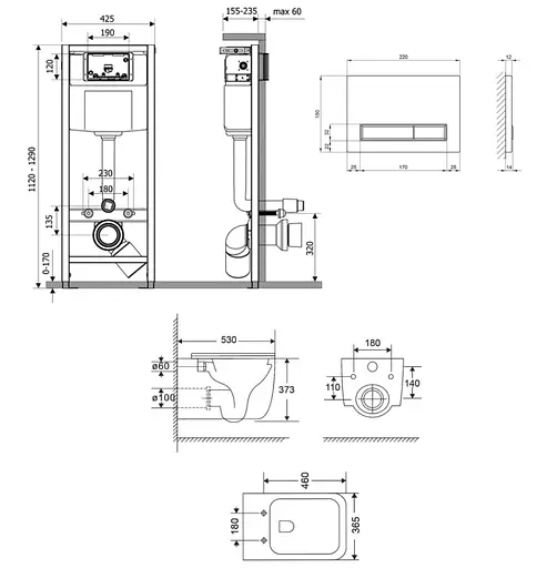 Набір Q-tap Nest 4 в 1 підвісний унітаз Gemini Ultra Quiet 530х365х373 + комплект інсталяції QT2533076EUQW46159 - фото 2